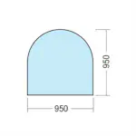 Kaminexperten 950 x 950 halvrund Golvglas