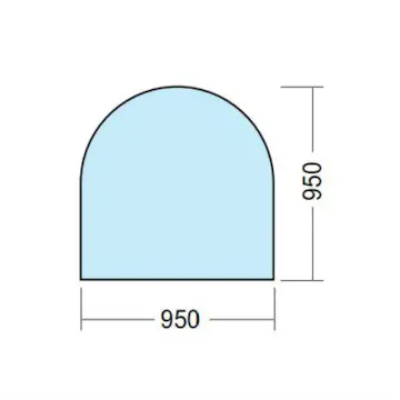 Kaminexperten 950 x 950 halvrund Golvglas