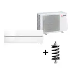 Mitsubishi Electric Hero 2.0 LN25 6,3kW Värme SCOP 5,2 Paket med Fjäderdämpare Luftvärmepump