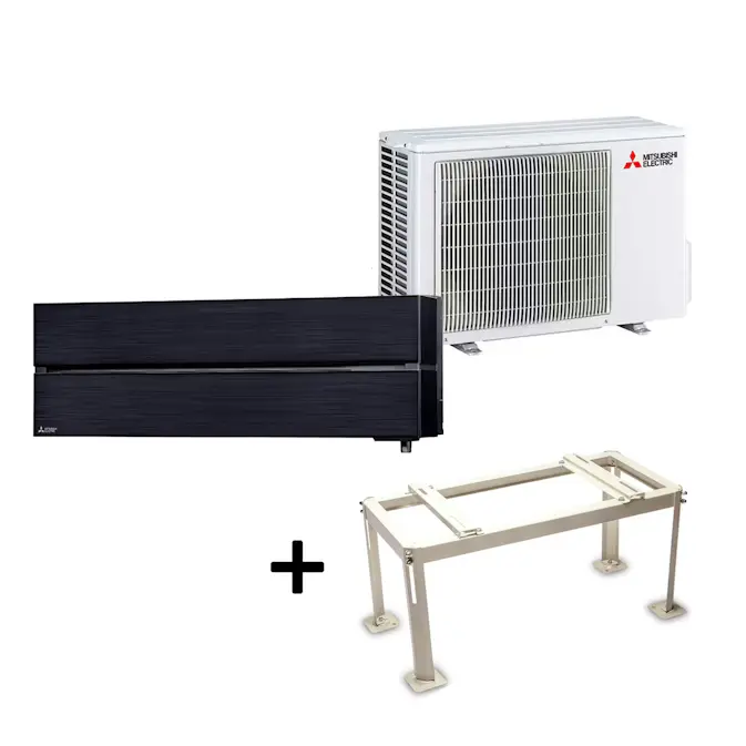 Mitsubishi Electric Hero 2.0 LN25 6,3kW Värme SCOP 5,2 Paket med Markstativ Luftvärmepump