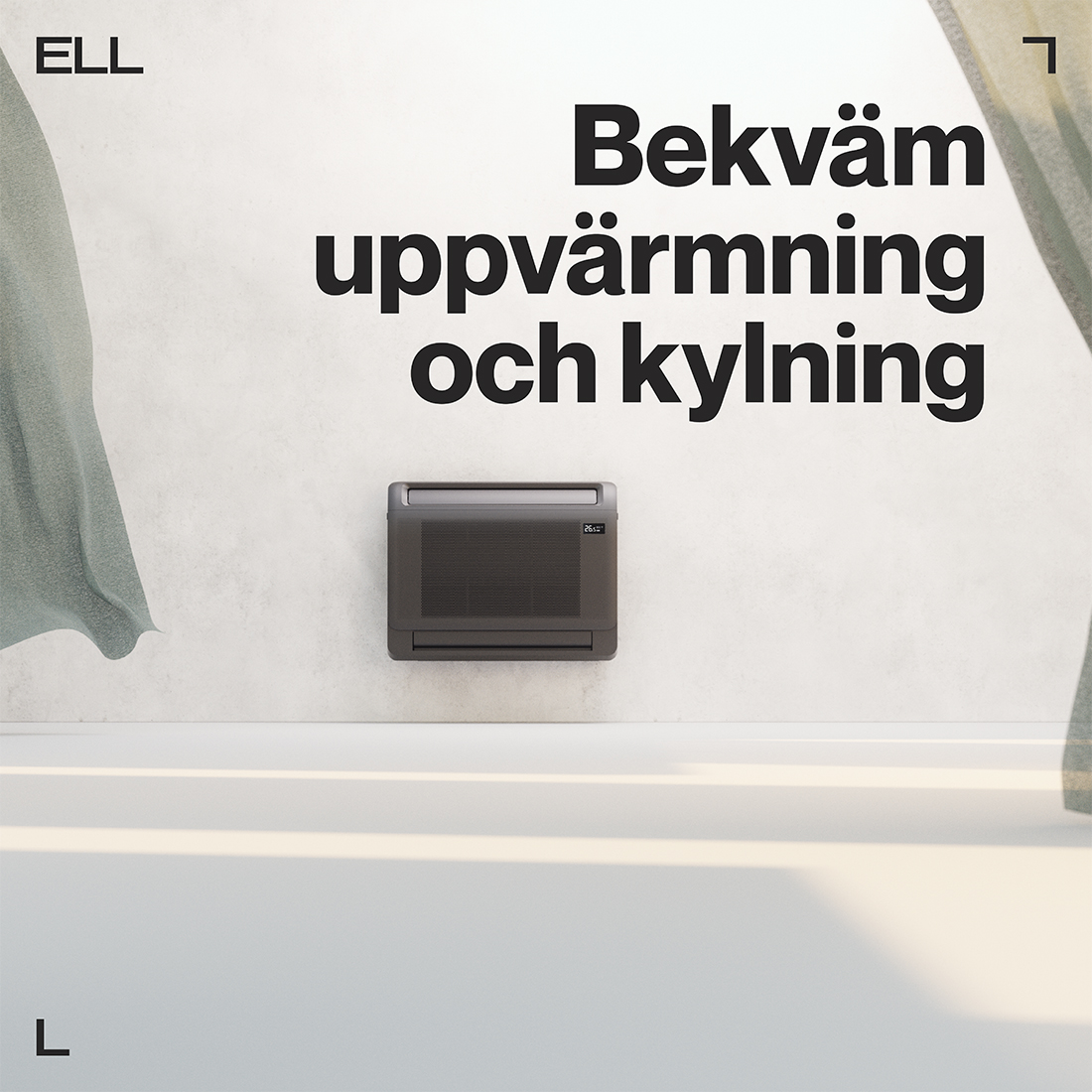 ELL Solid Dark Golvmodell Värme och Kyla SCOP 4,6 Luftvärmepump