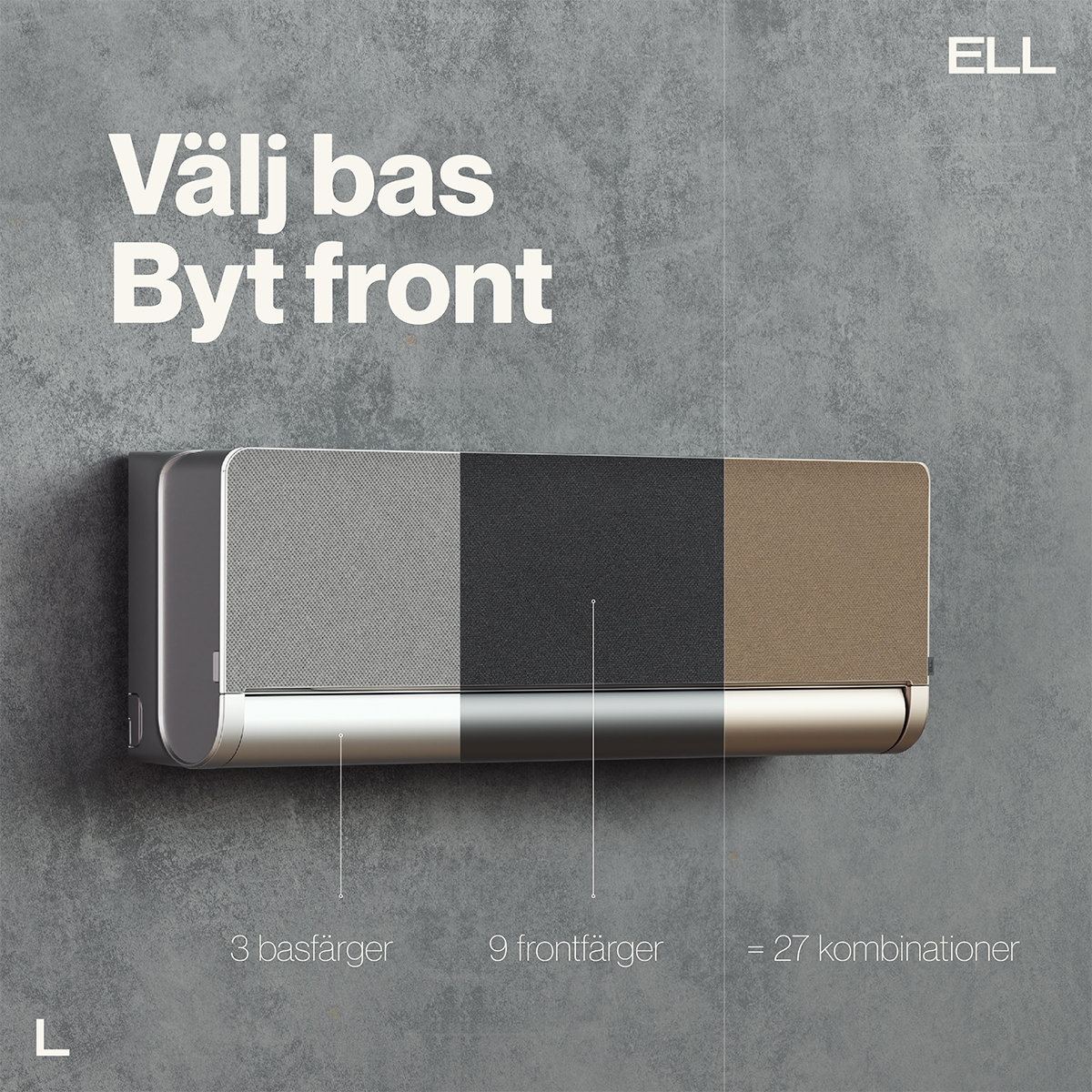ELL Front Silver Luftvärmepump