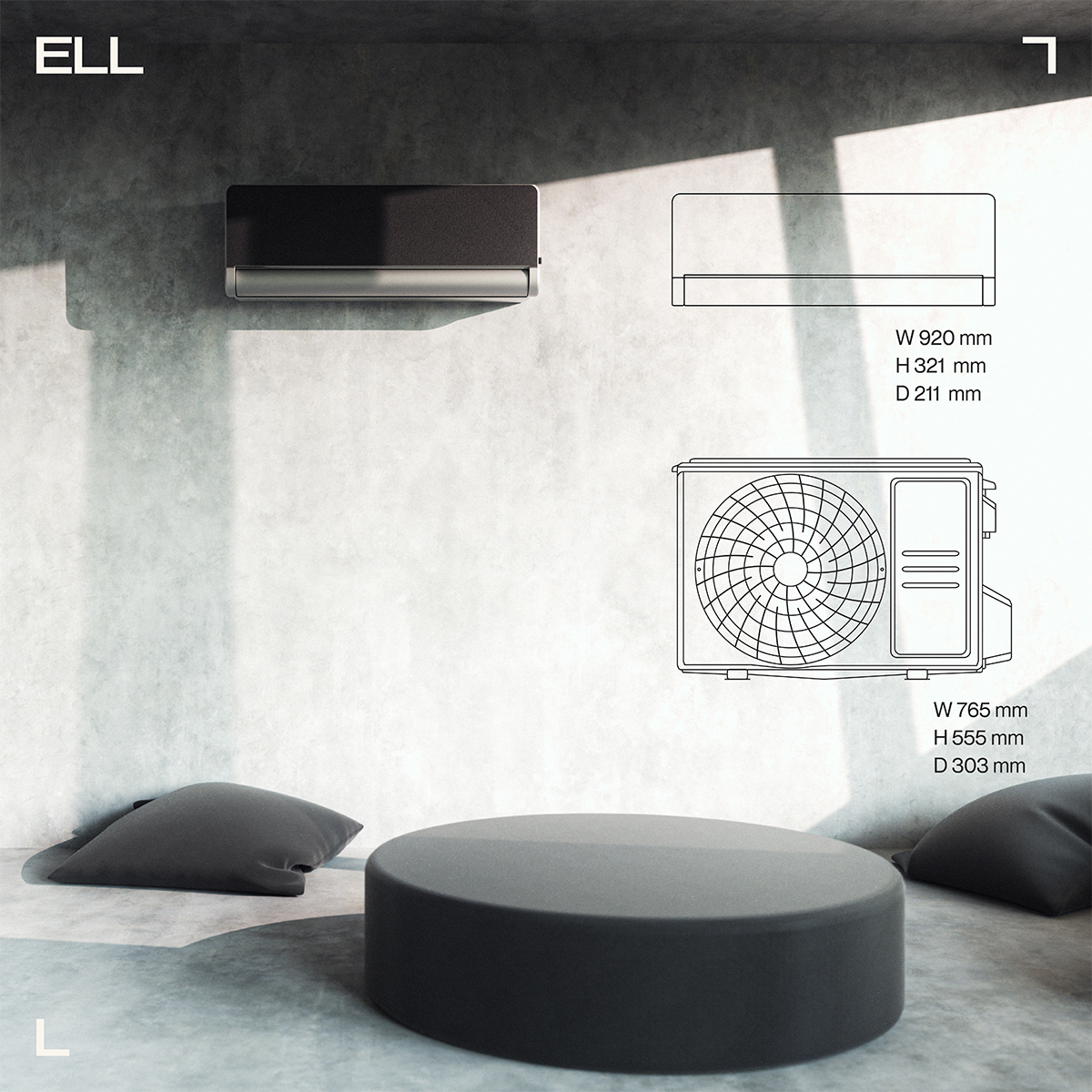 ELL Front Silver Luftvärmepump