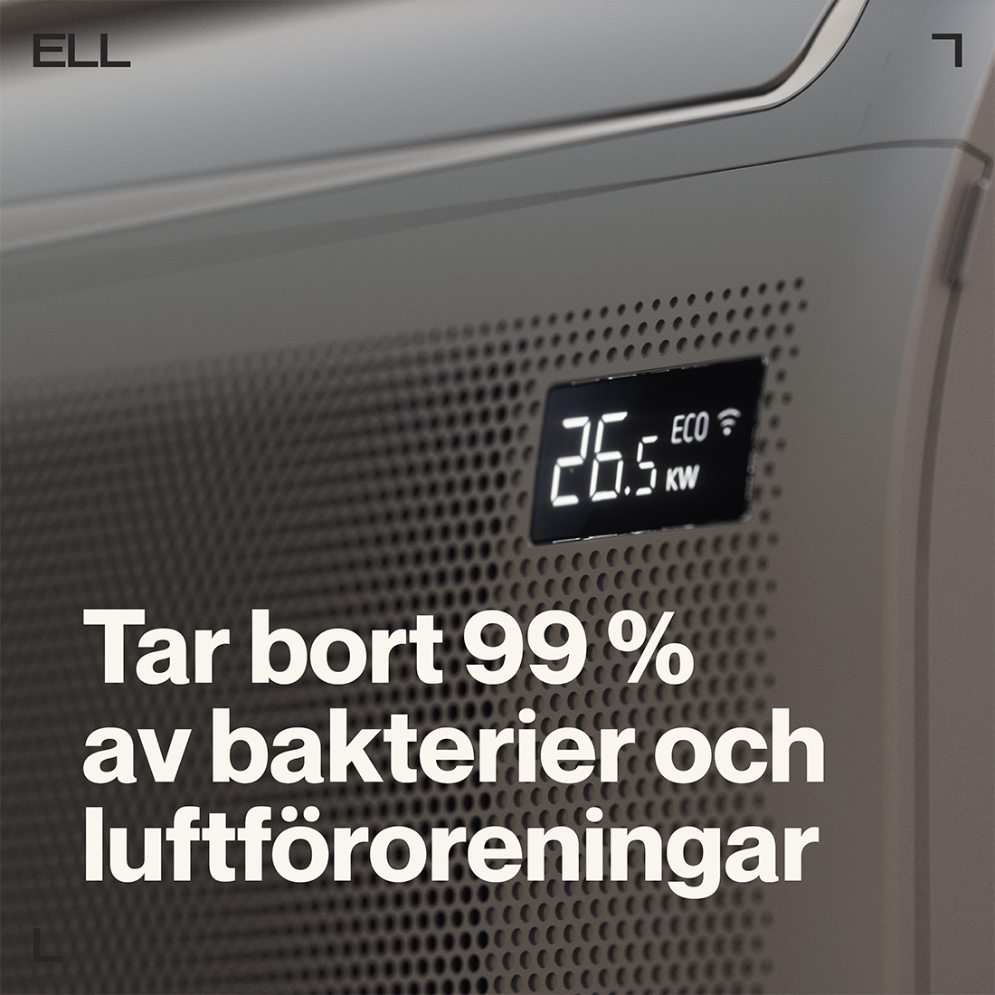 ELL Solid Dark Golvmodell Värme och Kyla SCOP 4,6 Luftvärmepump
