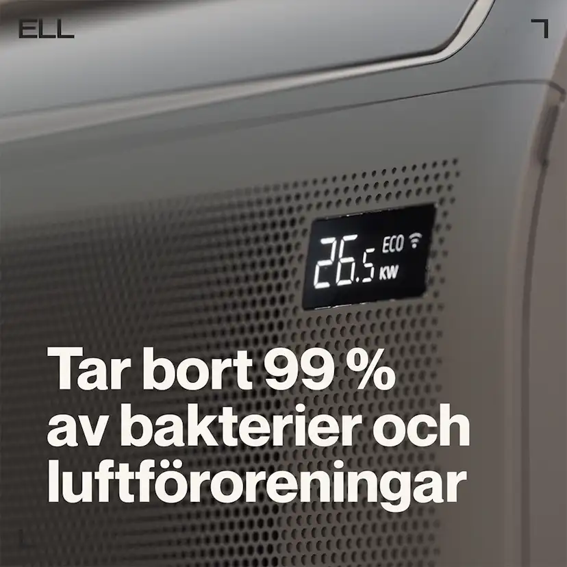 ELL Solid Dark Golvmodell Värme och Kyla SCOP 4,6 Luftvärmepump