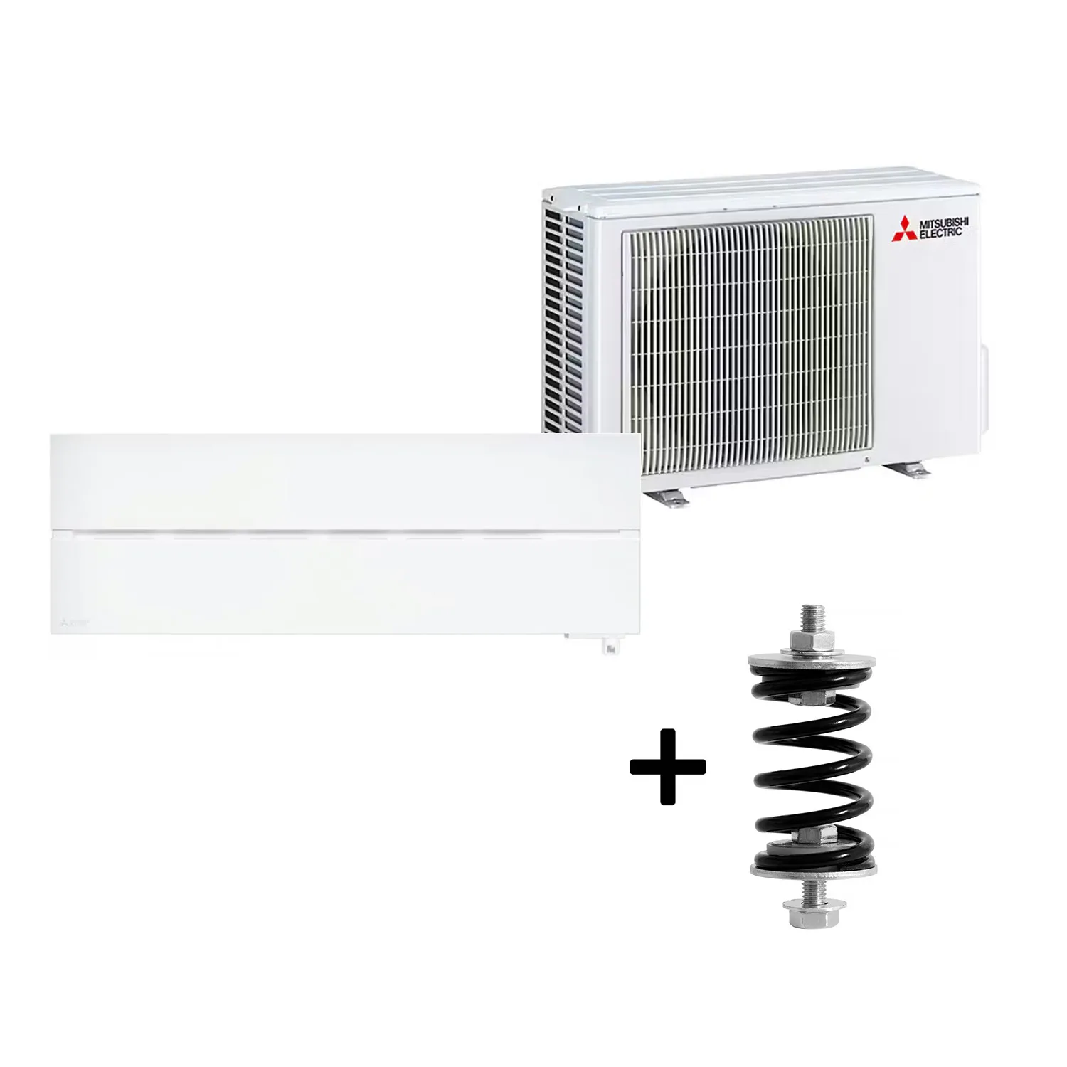 Mitsubishi Electric Hero 2.0 LN25 6,3kW Värme SCOP 5,2 Paket med Fjäderdämpare Luftvärmepump