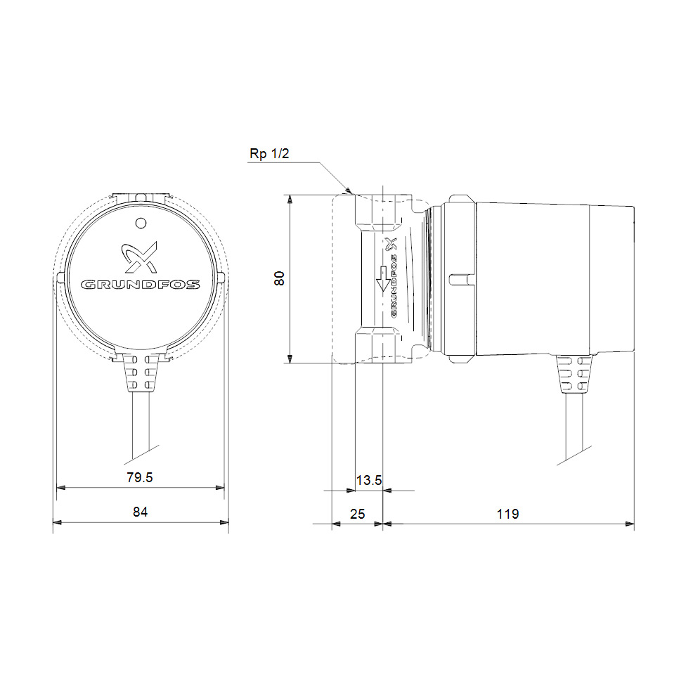 Grundfos Tappvarmvattenpump Comfort UP15-14B PM