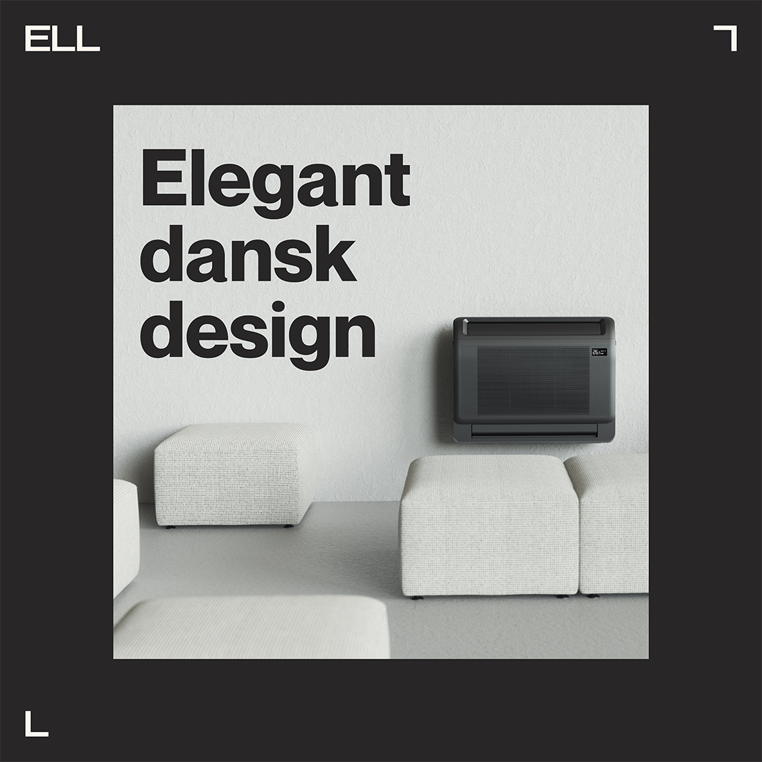 ELL Solid Dark Golvmodell Värme och Kyla SCOP 4,6 Luftvärmepump