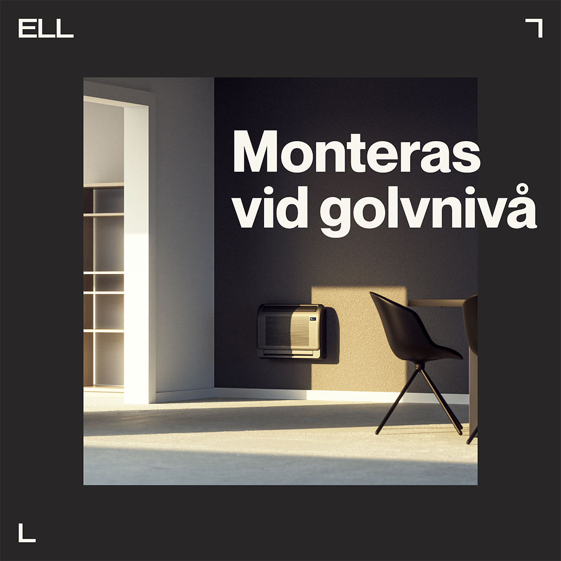 ELL Solid Dark Golvmodell Värme och Kyla SCOP 4,6 Luftvärmepump