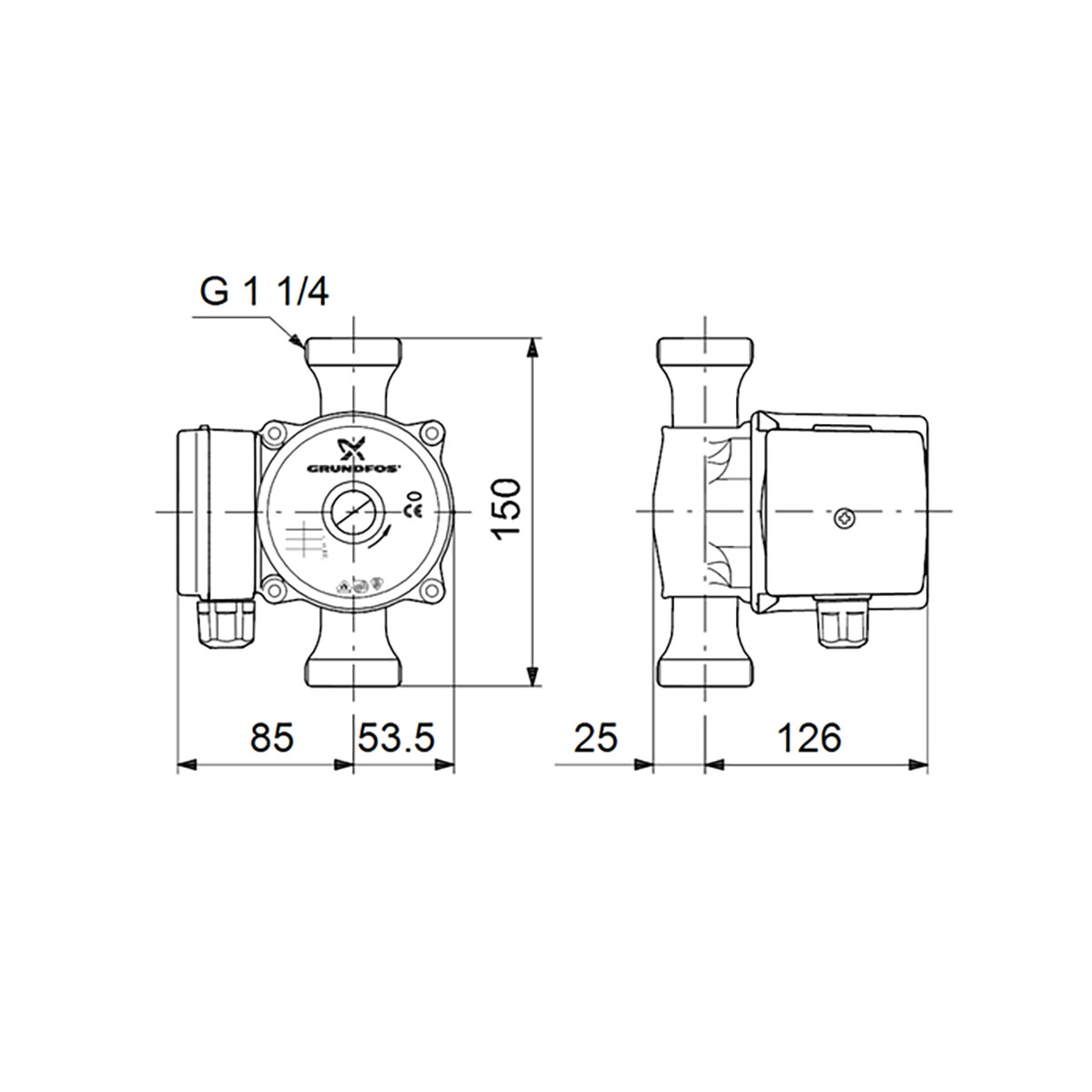 Grundfos Tappvarmvattenpump UP 20-45 N 150