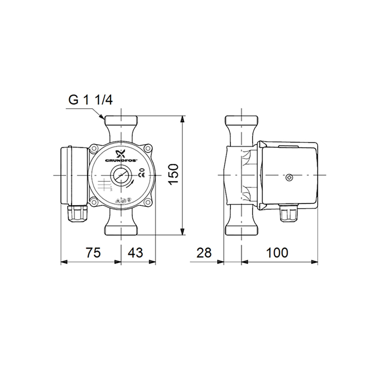 Grundfos Tappvarmvattenpump UP 20-30 N 150