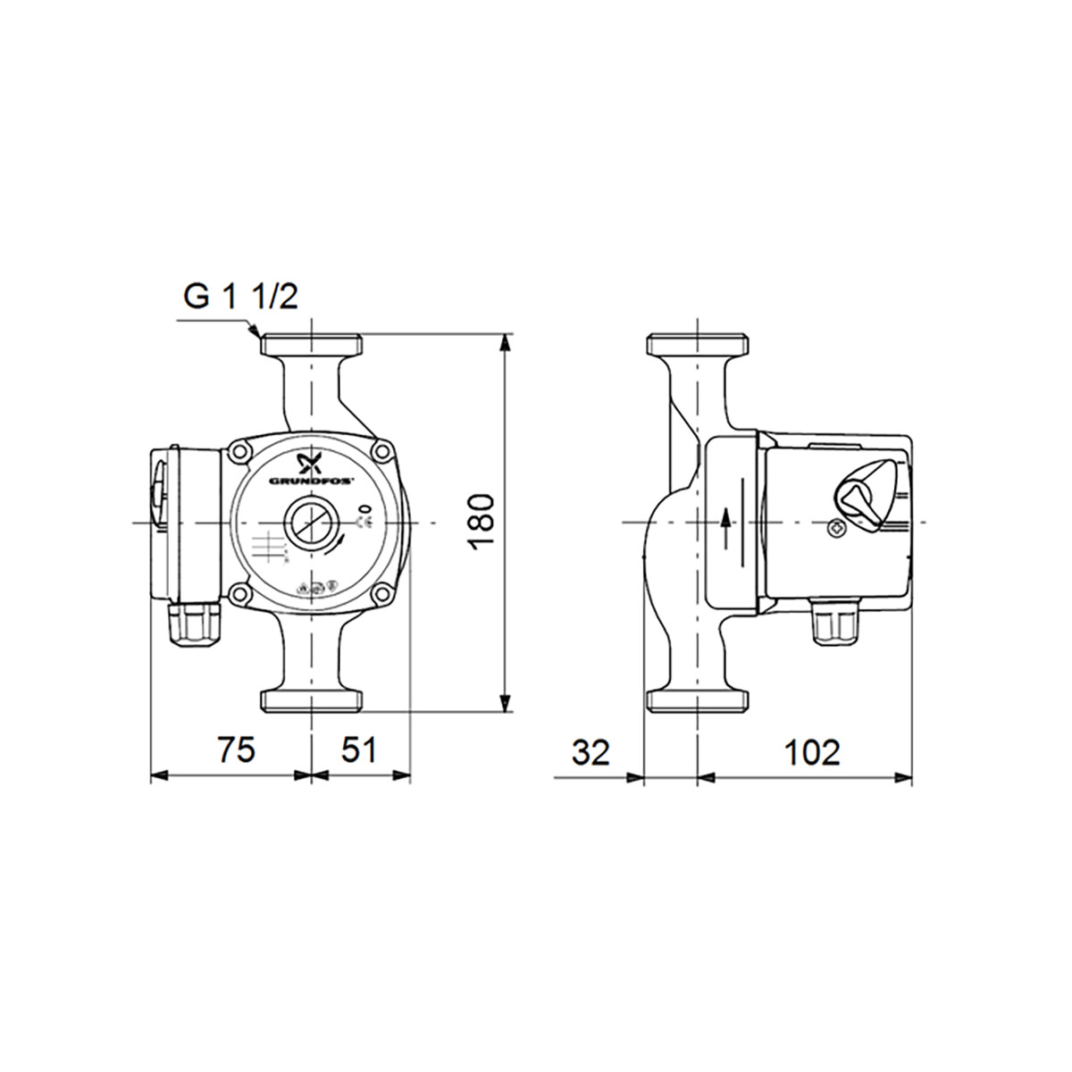 Grundfos Tappvarmvattenpump UPS25-40 N