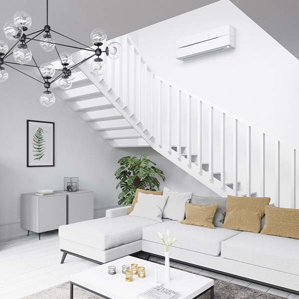 Mitsubishi Electric Hero 2.0 LN25 6,3kW Värme SCOP 5,2 Paket med Markstativ Luftvärmepump