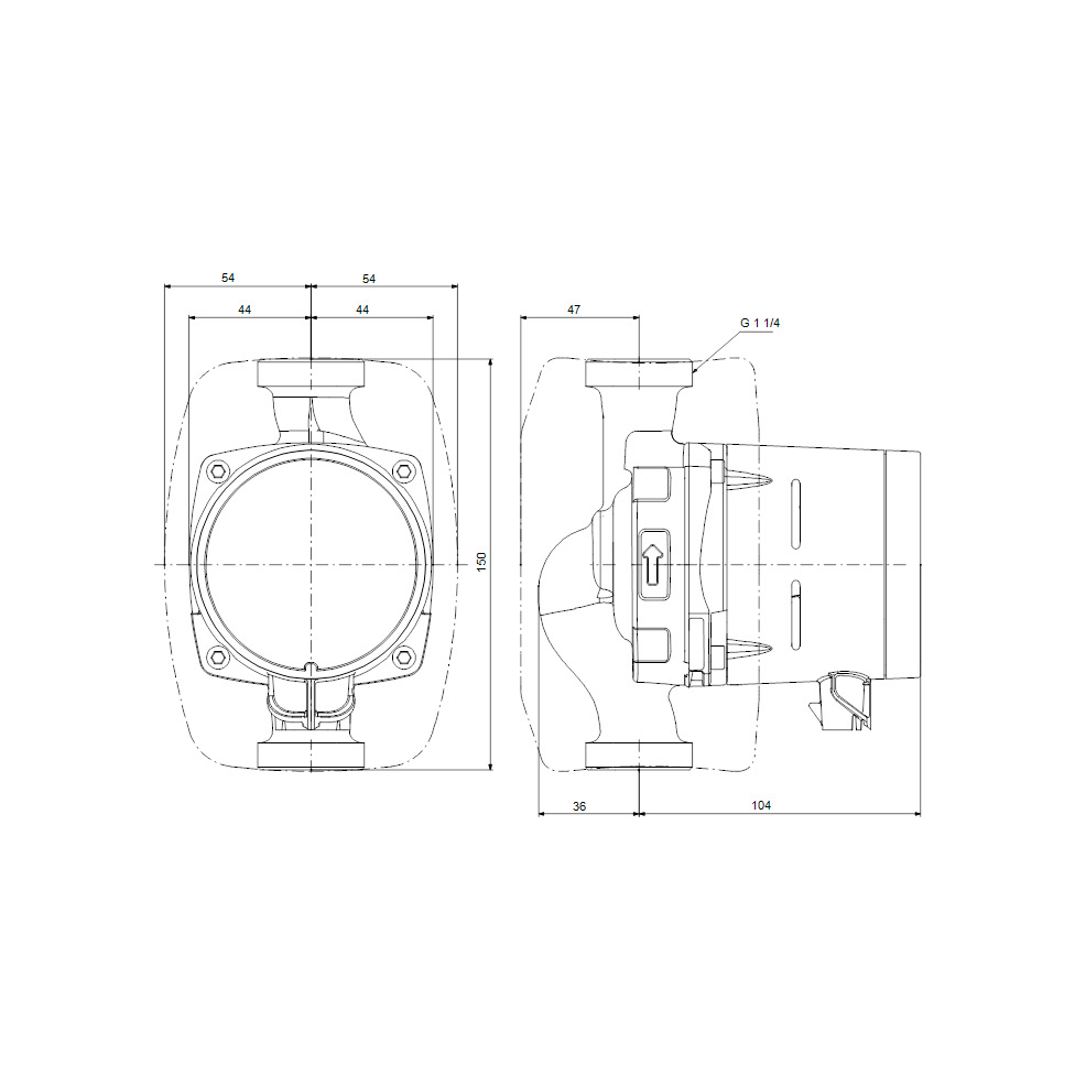 Grundfos Tappvarmvattenpump Alpha1 20-40 150 N