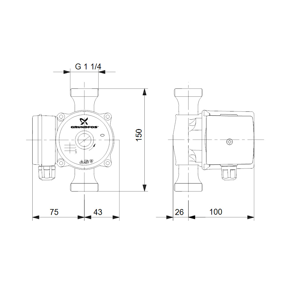 Grundfos Tappvarmvattenpump UP 20-15 N 150