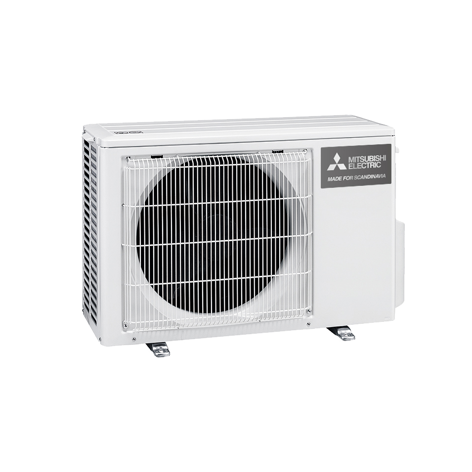Mitsubishi Electric Hero 2.0 LN25 6,3kW Värme SCOP 5,2 Paket med Fjäderdämpare Luftvärmepump